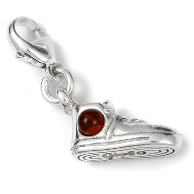 Kettenanhänger OSTSEE-SCHMUCK "- Sportschuh - Silber 925/000 - Bernstein" Gr. 26, silber (silber 925, silberfarben, weiß), Schmuckanhänger, Damen, Silber 925 (Sterlingsilber), Kettenanhänger