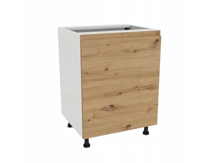 Laclar FREZO Küchen-Unterschrank - Grifflos - Soft-Close - Modern - Vielseitige & stilvolle Stauraumlösung für Ihre Küche - 60x48,5x72 cm - Weißfront grifflos Eiche Artisan