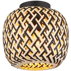 LED Deckenlampe Deckenleuchte Wohnzimmerlampe Boho Stil Bambus Esstischlampe, Metall Geflecht, 1x 7W 630Lm warmweiß, DxH 20x19,5 cm