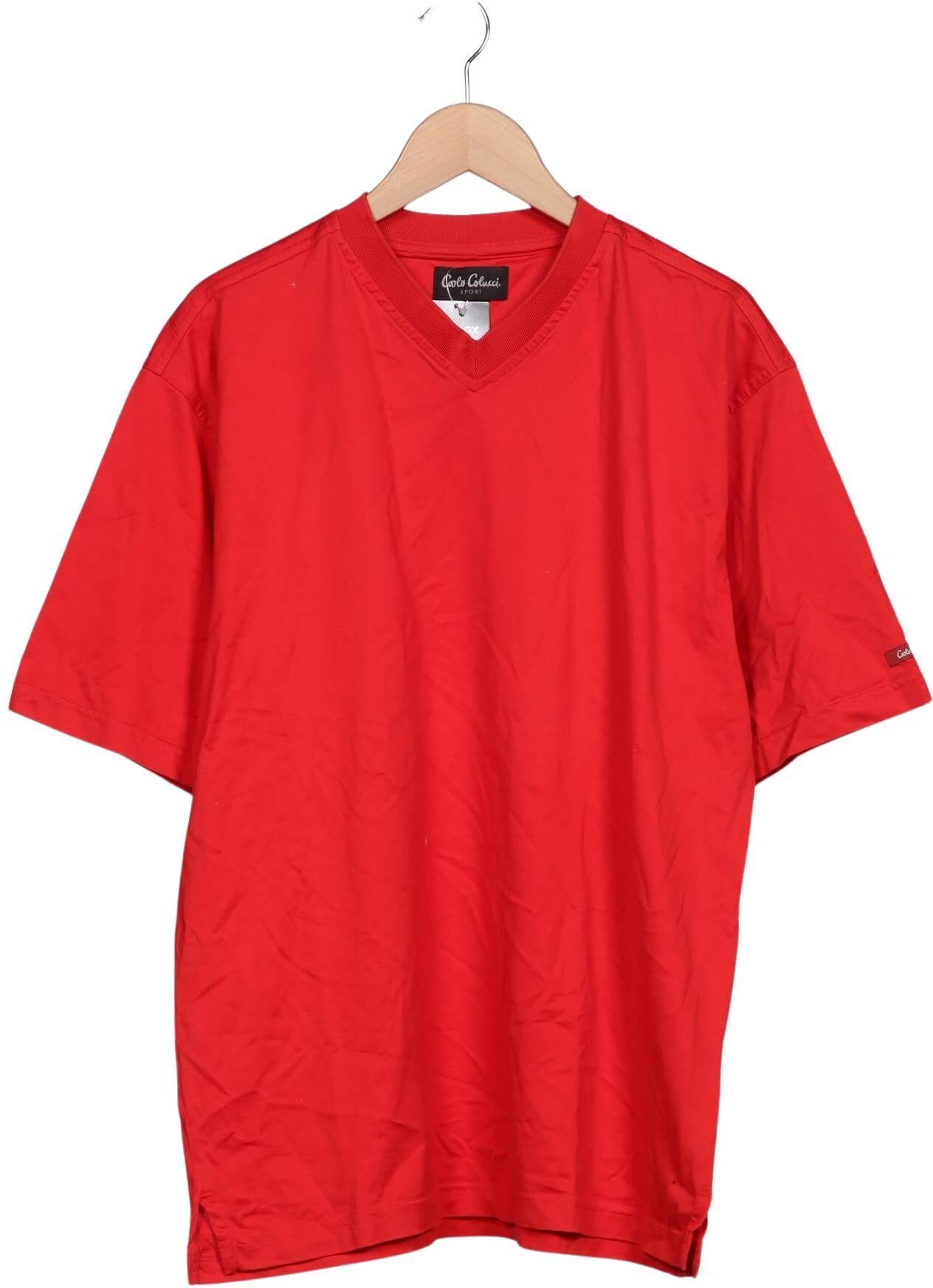 Carlo Colucci Herren T-Shirt, Rot, Gr. L, Baumwolle - Second Hand