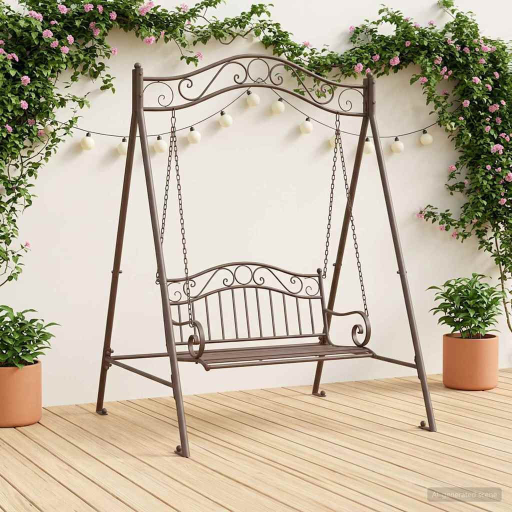 Astoria Grand Porch Swing Stand Antique Brown 168cm H X 113cm W X 121.5cm D
