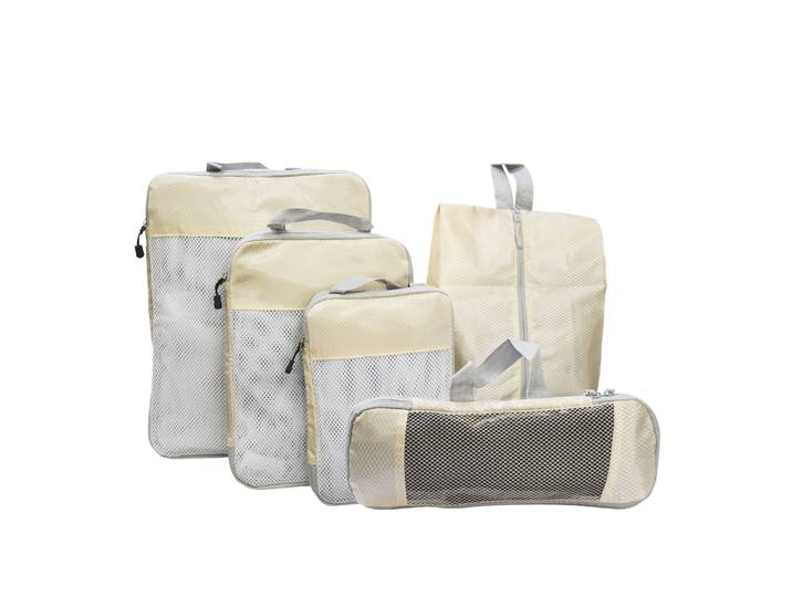 Reiseorganizer Set mit Kompressionsfunktion 5-teilig beige