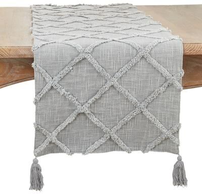 Saro Lifestyle Diamond Tufted Design Table Runner