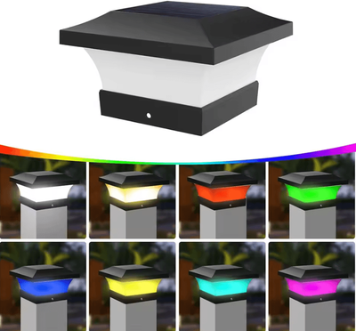 Inspire Curations 3000K 6000K Solar Post Light IP65 Fence Deck And Column Lamp rgbcw 1pc