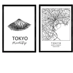 POSTER Set Mit 2 Städte Denkmäler Tokyo Mount Fuji A4 Rahmenlos