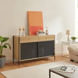 Fernsehschrank Tysnes 120x40x75 cm Eiche/Schwarz [en.casa]