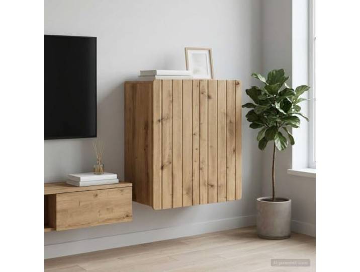 Wandschrank 59x31x64 cm Holzwerkstoff Artisan-Eiche mit 90-Grad-Pendeltüren Vintage Look, praktische Regale, vielseitig einsetzbar, pflegeleichte Oberfläche, wandmontierte Aufbewahrung