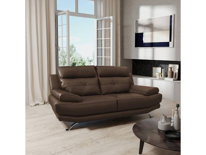 Livetastic 2-Sitzer-Sofa, Braun, Metall, Echtleder, Rindleder, 185x92x99 cm, Made in EU, Lederauswahl, Rücken echt, Wohnzimmer, Sofas & Couches, Ledersofas