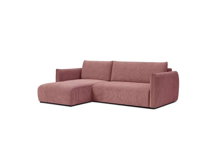 Canapé d'angle droit 4 places, tissu rose