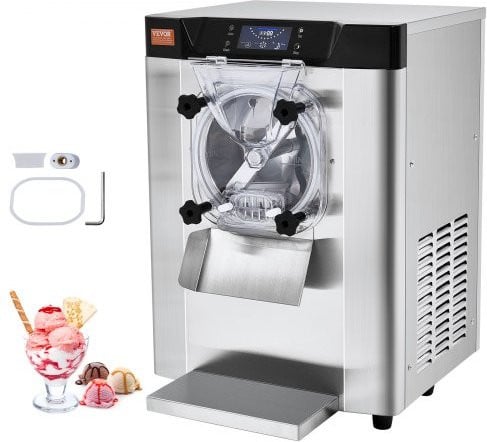 Vevor Commerciële Ijsmachine voor Hard Serve, 4,5 l RVS Cilinder, Zilver, met Digitaal Display