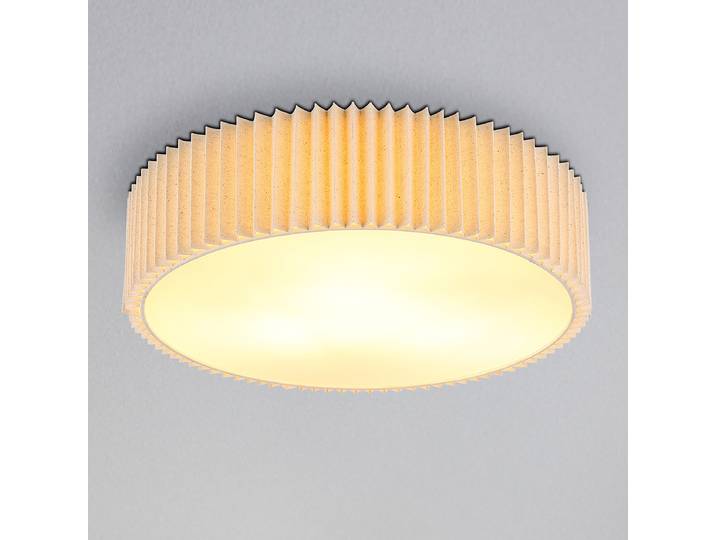Plafonnier Ø 43cm Beige 3 Tissé à plat LED E27
