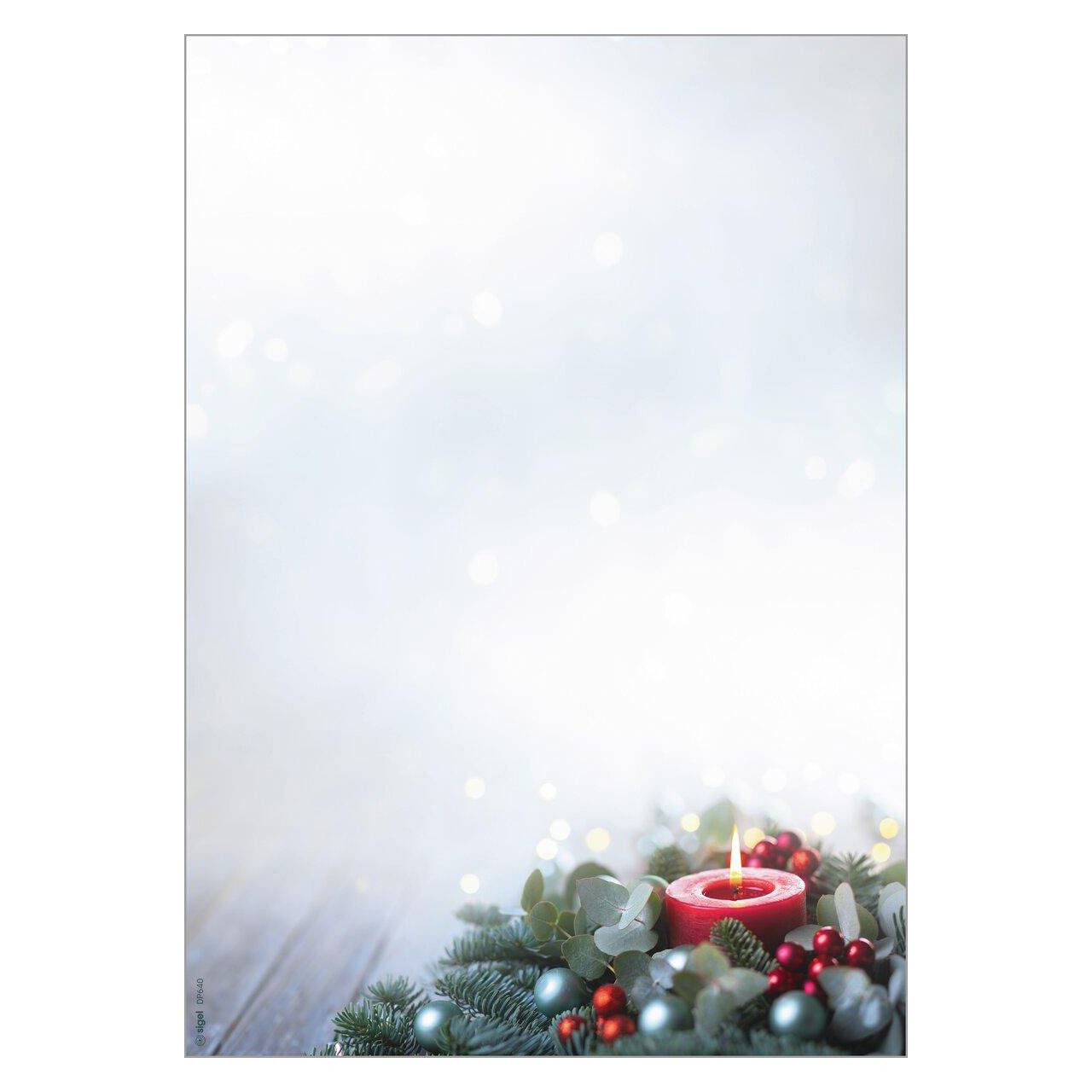 SIGEL Weihnachtsbriefpapier Candlelight Cheer Motiv DIN A4 90 g/qm 100 Blatt