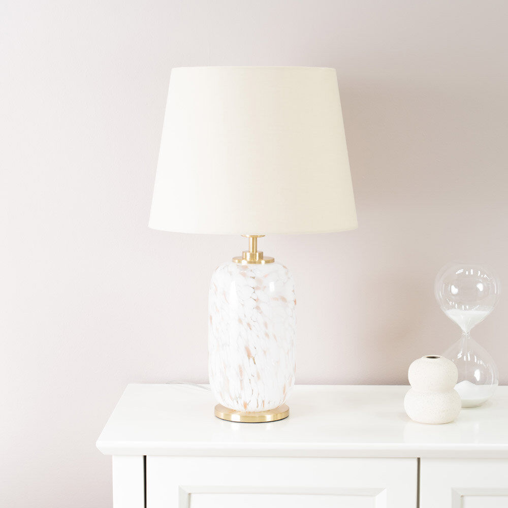 Heritage Hues Glass Table Lamp White 44cm H X 19cm W X 19cm D