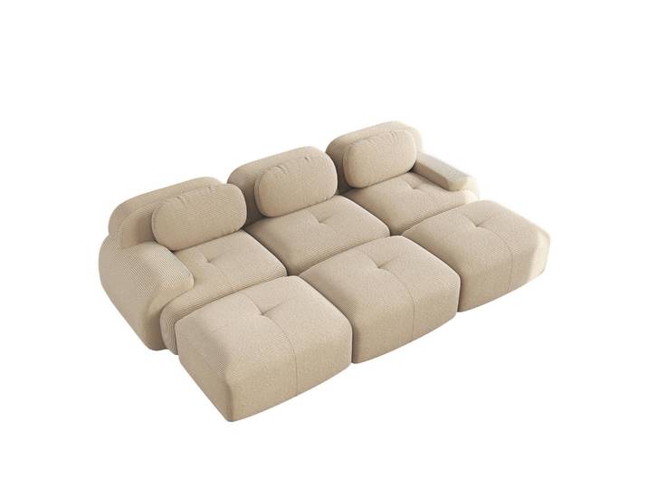 Meubles Cosy Sofa Modulares 3-Sitzer, rutschfeste Unterseite, Cord, Beige, 178x70x298 cm, Wohnzimmer, Sofas & Couches, Sofas