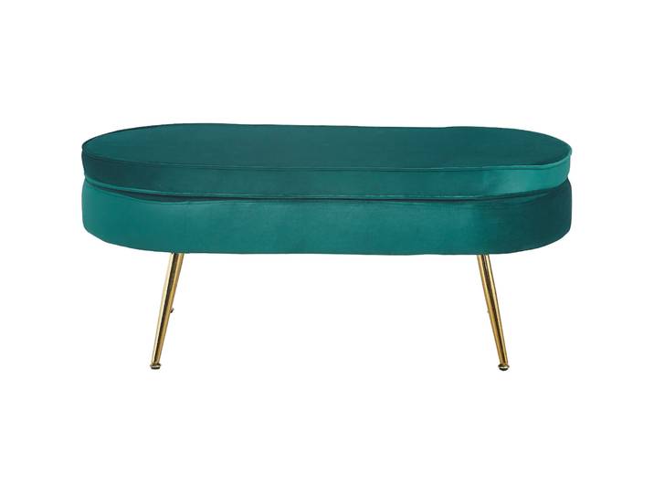 Hocker Khloe Grün, Gold Samt, Metall B 99 H 40 cm - Hocker