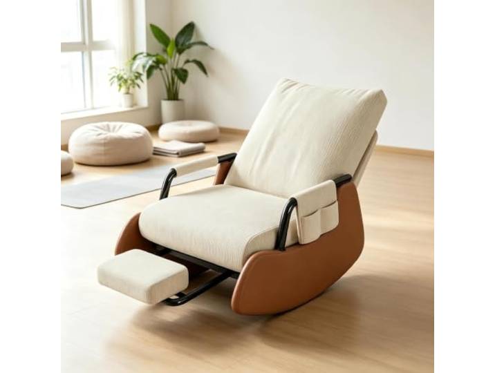 kumamart Schaukelsessel Modern für Gemütliche Ruhemomente Schaukelnder Komfortsessel mit tiefer Sitzfläche 60x60cm und Rückenunterstützung für Lesestunden.