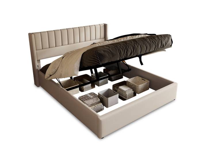 Oxeza Polsterbett 180/200 cm in Beige mit hydraulischem Stauraum, Mode, Rechteckig, 180x200 cm, Schlafzimmer, Betten, Polsterbetten