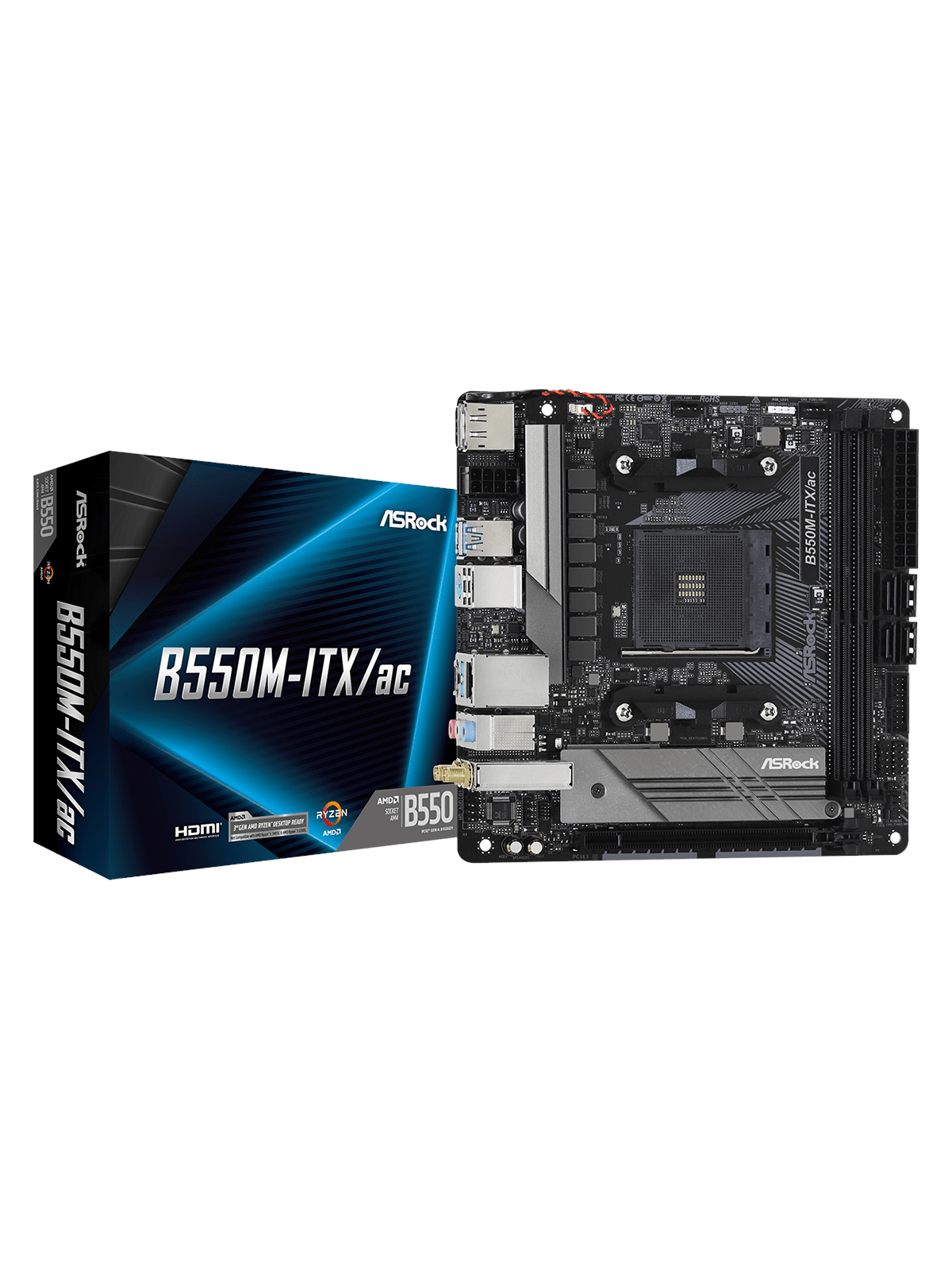 ASRock B550M-ITX/AC Mainboard - AMD B550 - AMD AM4 - DDR4 RAM - Mini-ITX