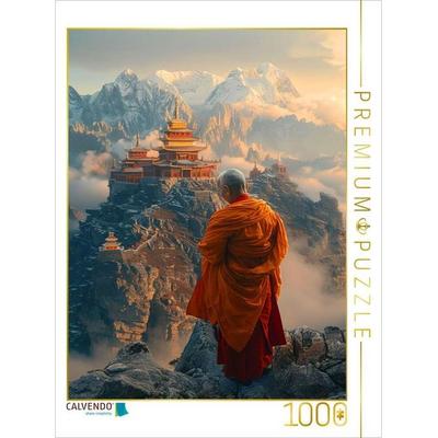 CALVENDO Puzzle buddhistischer Mönch in den Bergen | 1000 Teile Lege-Größe 64x48cm Foto-Puzzle für glückliche Stunden