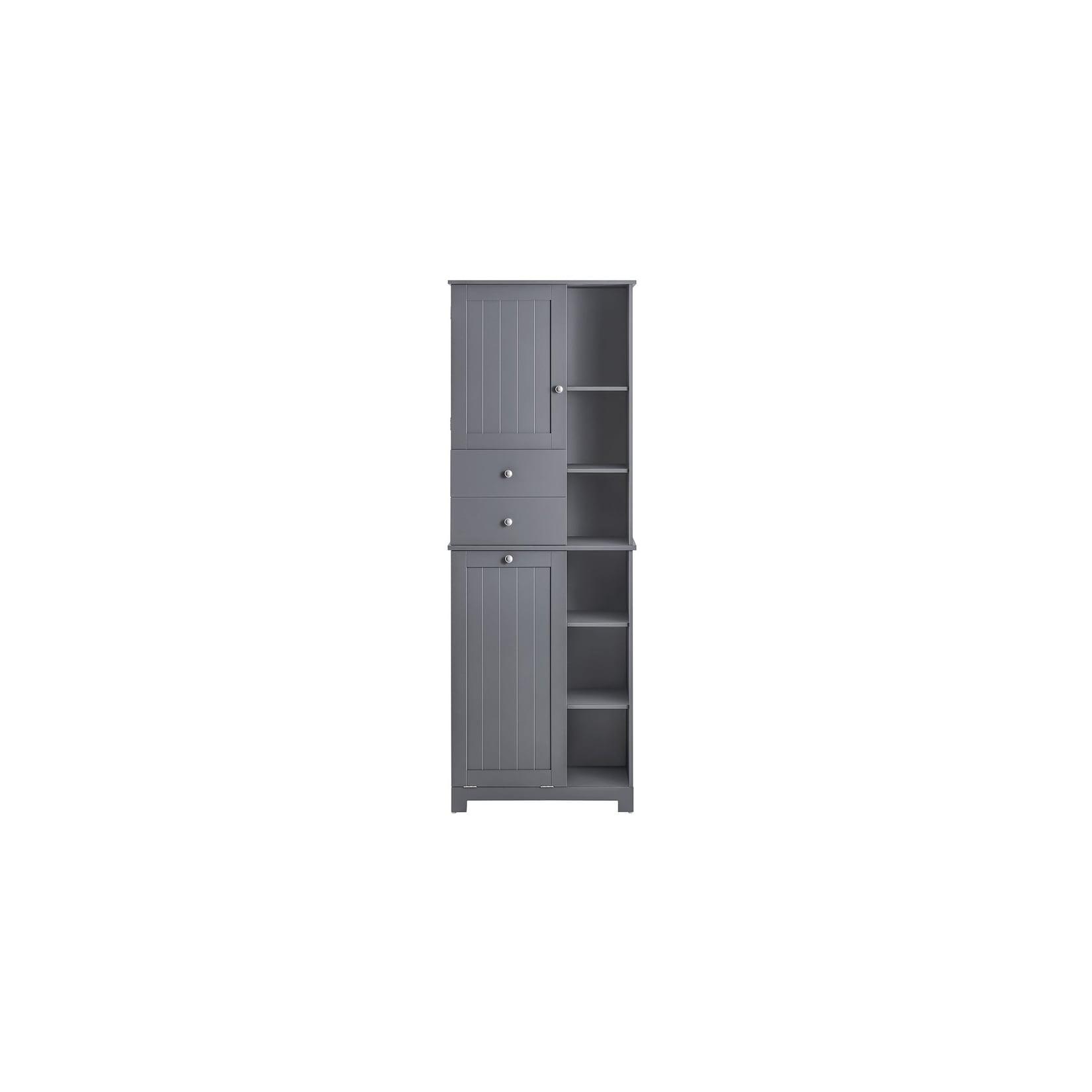 SoBuy Badezimmer-Hochschrank mit 1 Schublade Dunkelgrau 60x38x170cm Funktional