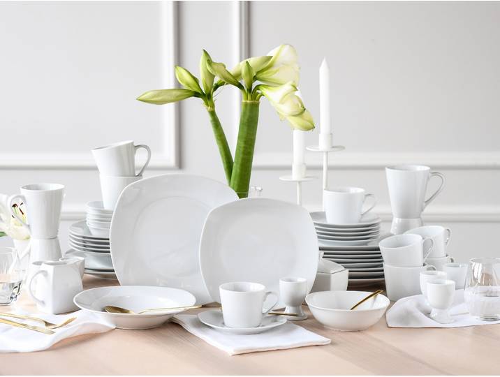 Geschirr-Set OTTO HOME Arrianna , weiß, 50 Stk., Porzellan, Geschirr-Sets, Geschirr-Set, Moderne Optik, Zeitloses Design, Beliebig kombinierbar