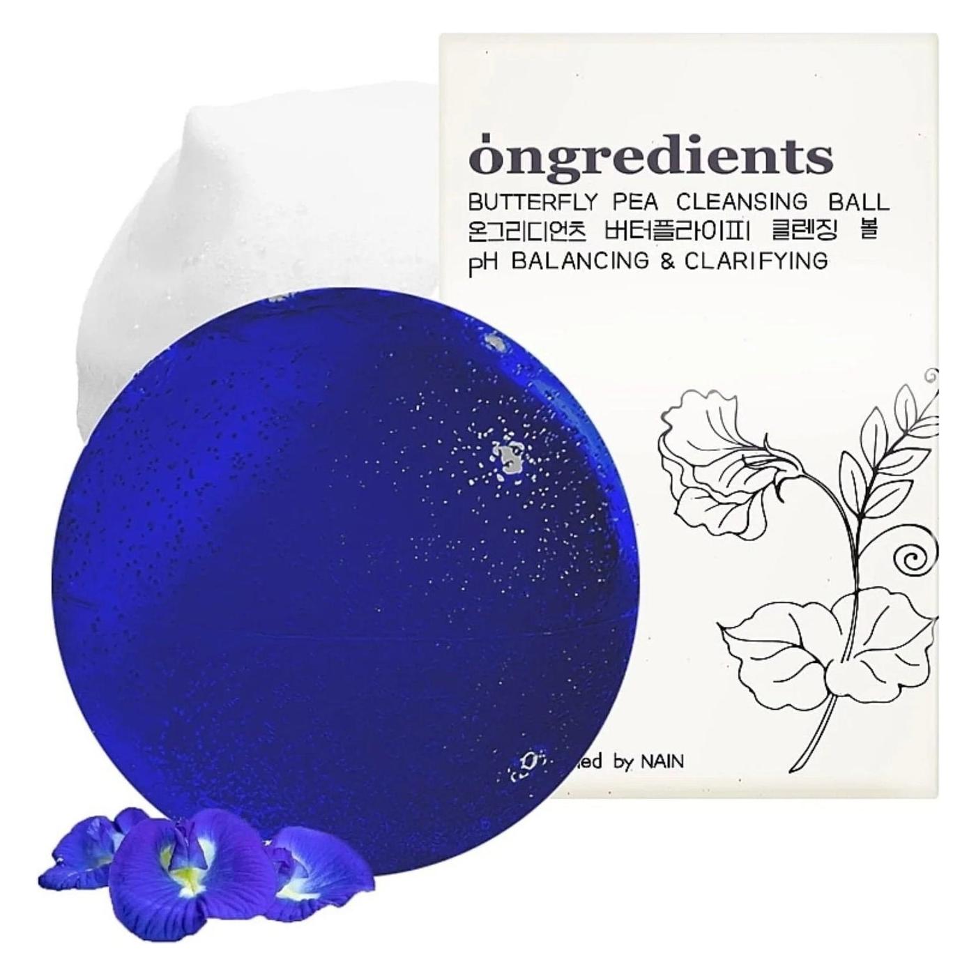Ongredients Butterfly Pea Cleansing Ball - 110g (Reinigungstücher Gesicht, 110 g) (8809239804739)