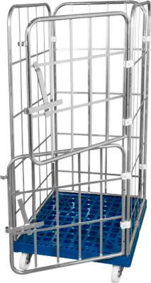 Kunststoffrollplatte mit 2 Seitengittern, enzianblau RAL5010