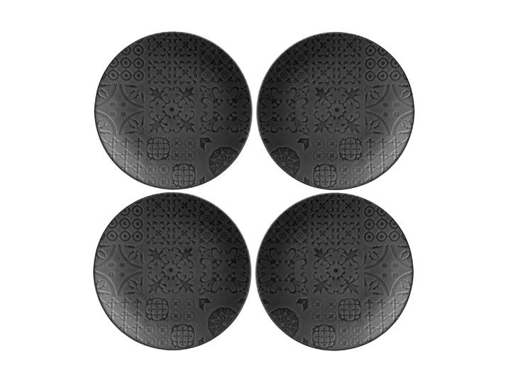 Speiseteller MÄSER Tiles flach, 27 cm, 4 Stück , schwarz, Ø:27cm, Steinzeug, Speiseteller, Speiseteller