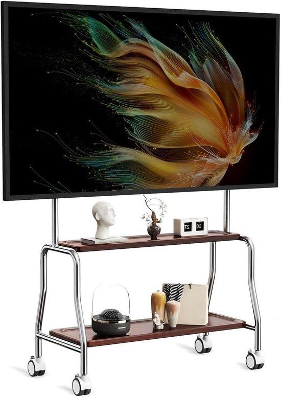 Mobiler TV-Ständer - TV-Wagen - Flexible Positionierung - Mit Ablageflächen - Für Bildschirme von 32-75 Zoll - Silber