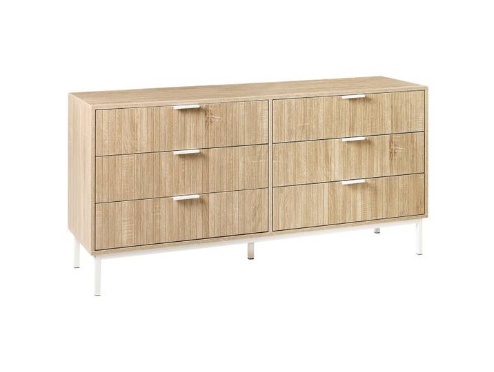 KOMMODE mit 6 Schubladen Hellbraun Royalla