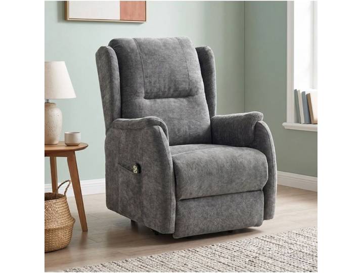 WUVRIE Fauteuil releveur électrique 2 moteurs télécommande chenille gris foncé dossier haut