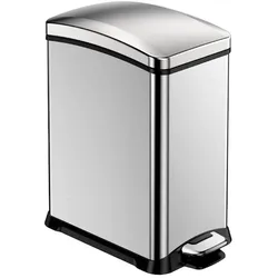 PROREGAL Rechteckiger Treteimer aus gebürstetem Edelstahl | 15 Liter, HxBxT 42x21,7x38,2cm | Silber