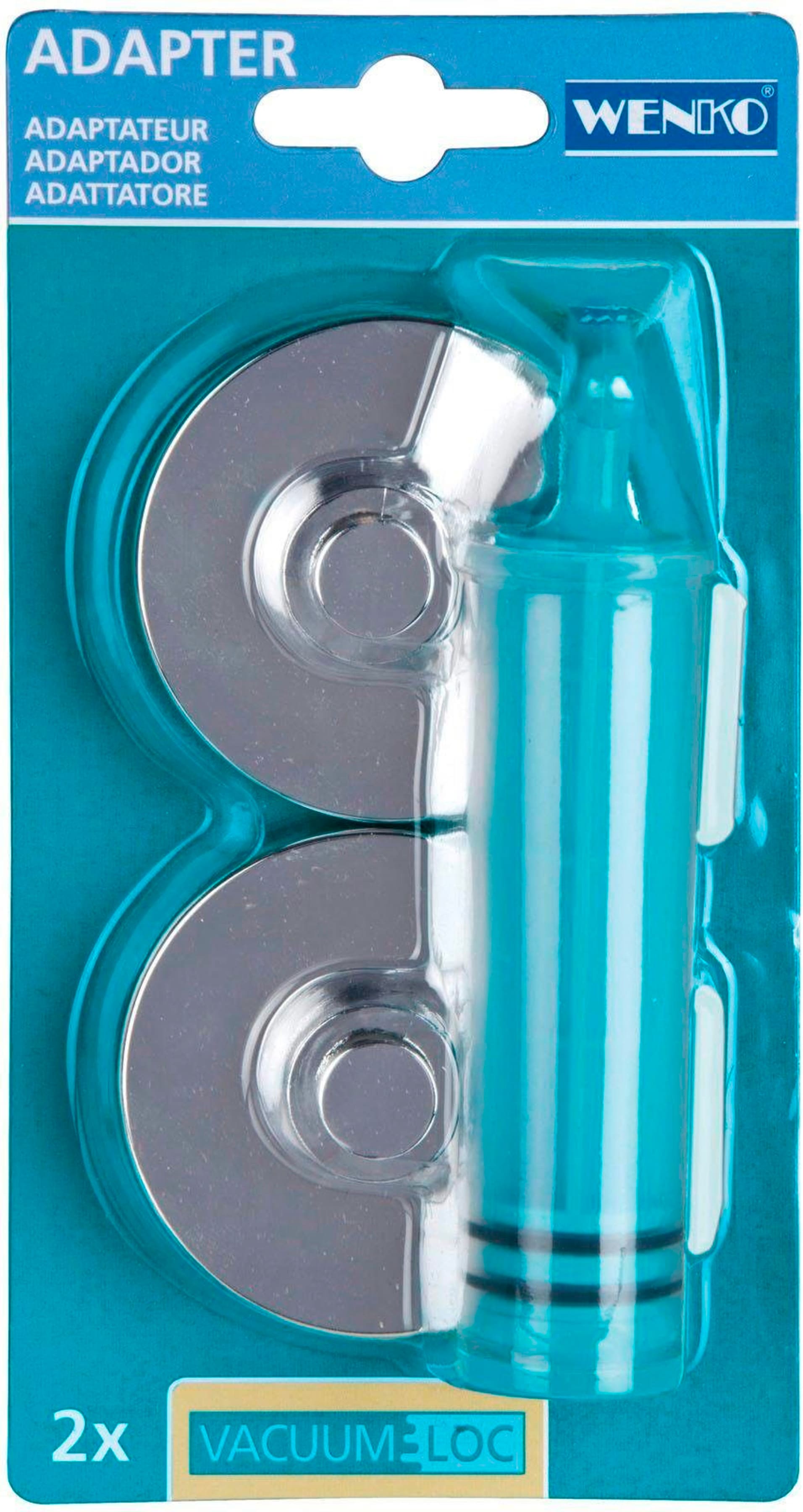 Wandhalter WENKO "Vacuum-Loc, Adapter Premium/Classic/Style", silber (silberfarben), Kunststoff, Befestigungen, Wandhalter, mit Spezialkleber