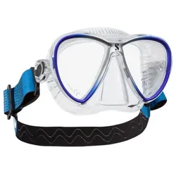 Scbapro Tauchmaske - Synergy Twin - mit Comfort Strap - Silikon: Klar - Rahmen: Blau