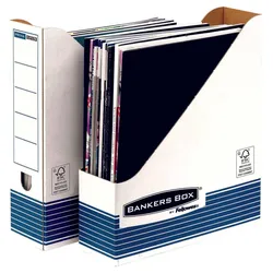 Bankers Box Archiv-Stehsammler Recycling-Karton weiß/blau , DIN A4