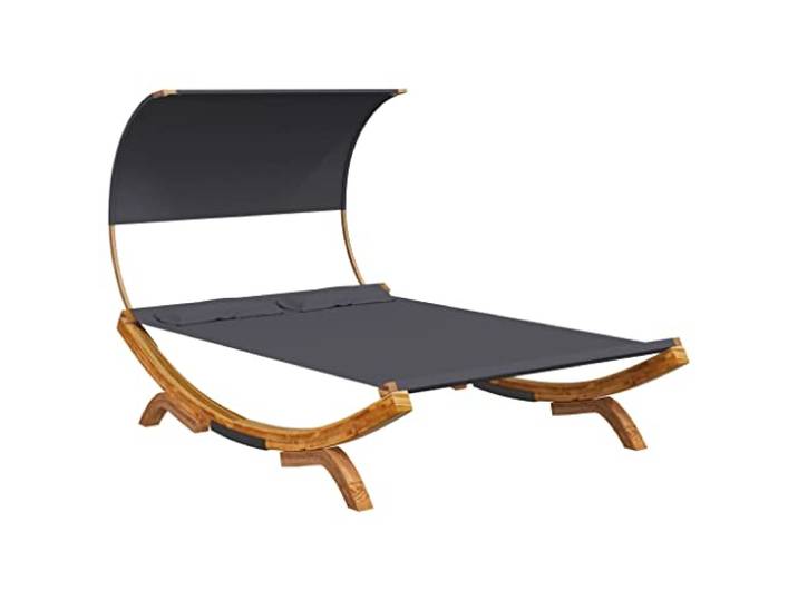 MNCVXAXG Kinderbett mit Baldachin aus gebogenem Holz, Anthrazit, 165 x 203 Gebogenes Massivholz, Polyestergewebe, Verwendung im Freien, integrierter Schatten
