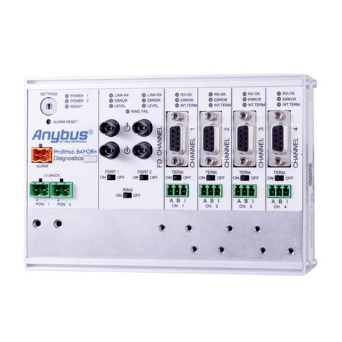 Anybus Repeater Profibus, Glasfaser, RS-485 ProfiHub B4FOR+ MM Ring Betriebsspannung: 12 V/DC, 24 V/DC