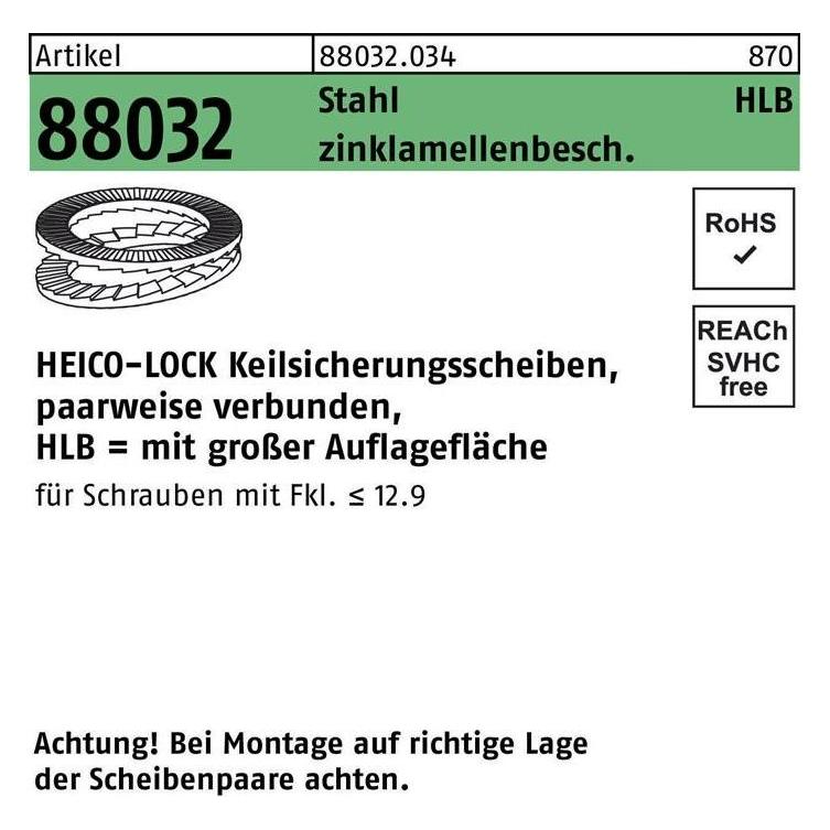 Heico Keilsicherungsscheibe R 88032 HLB-10 Stahl zinklamellenbesch. breit (880320340100000)