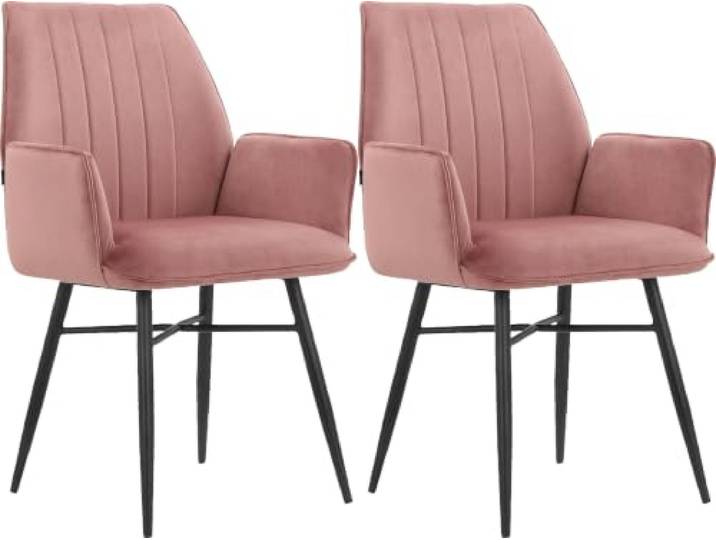 Anzo Esszimmerstuhl 2er Set aus Samt in rosa