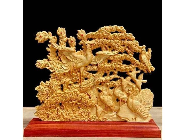 Sculpture sur bois sculptures et figurines de phénix mascotte chinoise maison salon bureau richesse chance Feng Shui décor statue