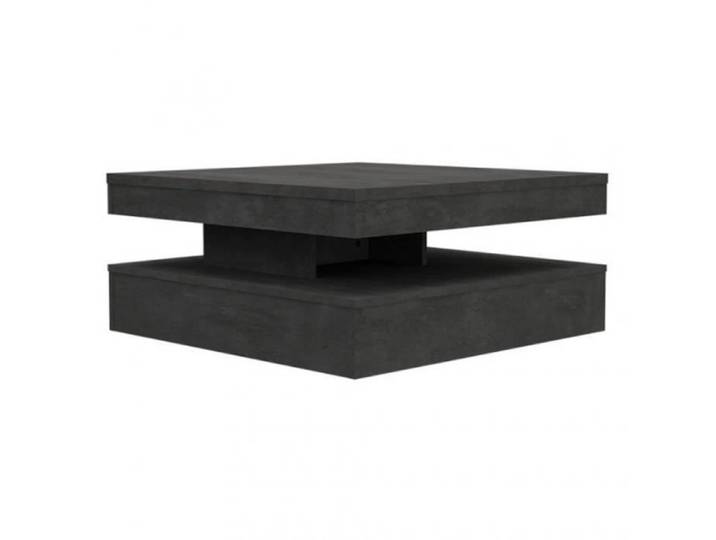 Table basse carrée plateau rotatif décor béton gris anthracite - WILLO - Contemporain - Design - Carré