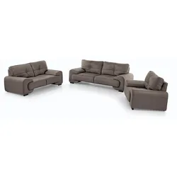 SITZGARNITUR Omega, zwei Sofas und Sessel, aus Kunstleder, Hellbraun
