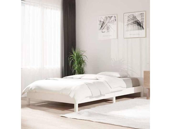 Lit empilable blanc 100x200 cm bois pin massif gain place empilage chambre enfant pratique