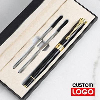 Luxury Metal Signature Roller Pen Executive Business Gift Set With Premium Presentation Box black process Pen And Box