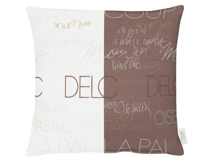Dekokissen APELT SLOGAN Gr. 1, braun (braun, gestreift), B:48cm L:48cm, Leinen, Polyester, Dekokissen_Sitzkissen_Kissenhüllen, Dekokissen, Kissenhülle mit Füllung, 1 Stück