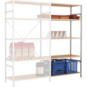 Manuflex Anbauregal RB1128, 5 Holzböden, 100kg Fachlast, silber, 200 x 100 x 60cm