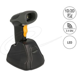 DeLock Barcode-Scanner 90518, kabellos, USB, Funk, 2D Imager, Handscanner, mit Basisstation