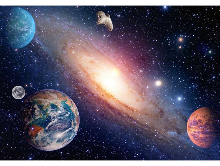 Fototapete PAPERMOON PLANETEN-GALAXIE WELTALL UNIVERSUM WELTRAUM HIMMEL DEKO , bunt, B:4m L:2,6m, Vlies, Tapeten, Fototapete