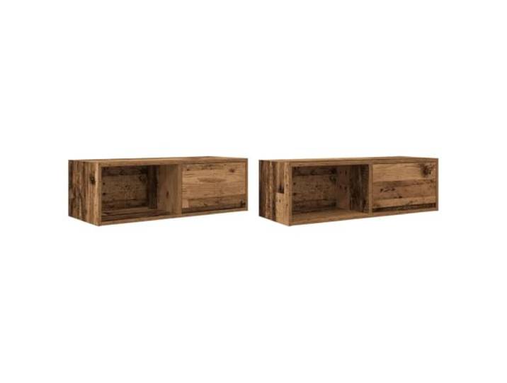 Helloshop26 TV-Möbel Wand 80 x 31 x 25 cm, optimierter Stauraum, platzsparendes Design, aus Holzwerkstoff, Altholz, 2 Stück, 02_0051655