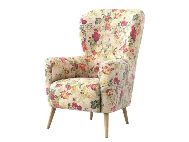 Ohrensessel Blau Flachgewebe Femmy 81 x 108 x 97cm